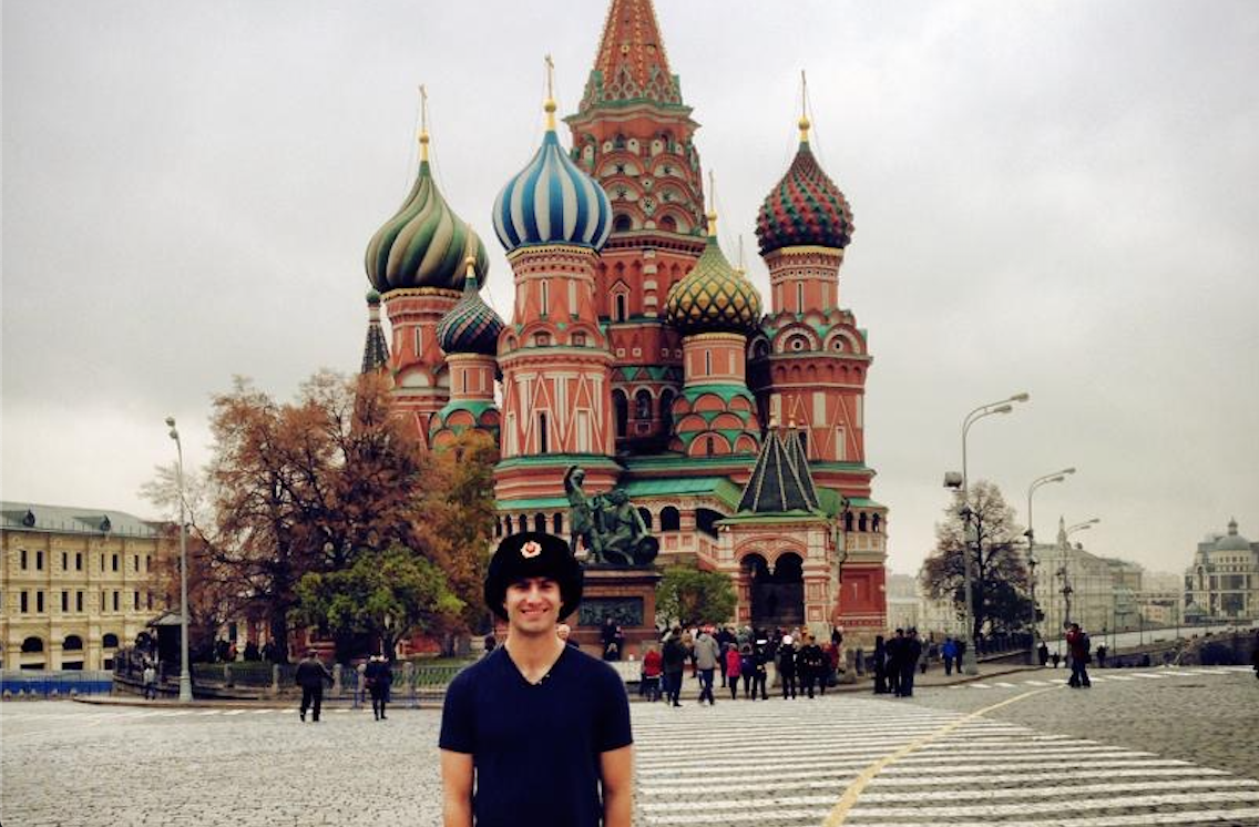 Visiting historic Red Square in Moscow, Russia after presenting at the International Morphosyntactic Typology Conference in October 2013.